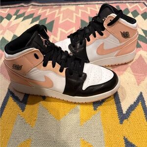 Air Jordan High-Top Sneakers in Black, White, and Pink